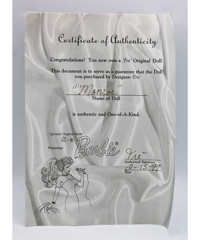 One of a Kind Limited Original Doll by Tre' - Marilyn Monroe Barbie