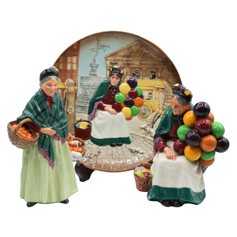 Lot of 3: The Old Ballon Seller & The Orange Lady Figurine | Please Read
