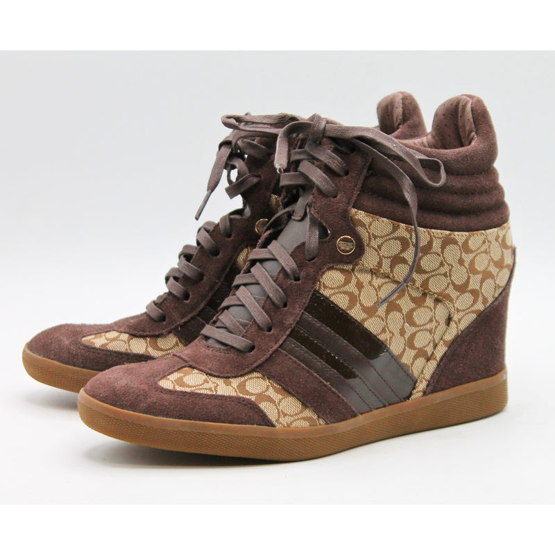 Coach Brown Alara Womens Signature Wedge Sneaker - Size 9.5M | Please Read