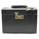 Bentony Square Combination Lock Box - Black Leather