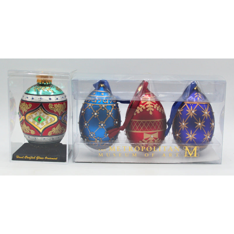 Lot of 2: Egg Shaped Christmas Ornaments