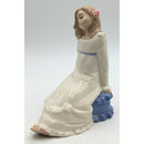 Lot of 2: Nadal Sitting GIrl Figurines - Long & Short Hair