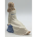 Lot of 2: Nadal Sitting GIrl Figurines - Long & Short Hair