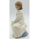 Lot of 2: Nadal Sitting GIrl Figurines - Long & Short Hair