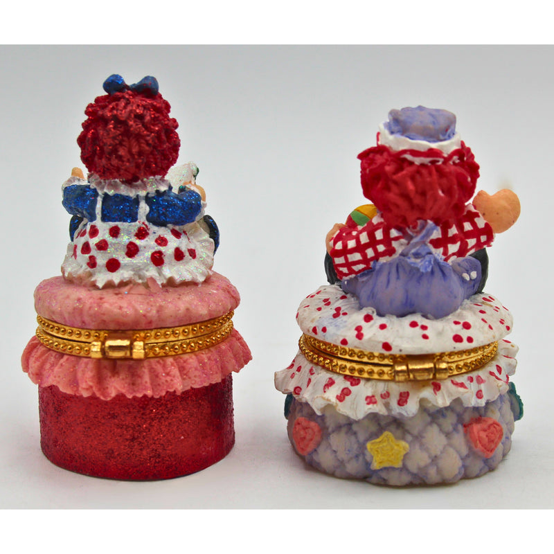 Lot of 4: Raggedy Ann Jewelry Holders, Tnket Boxes, Lapel Pins | Please Read