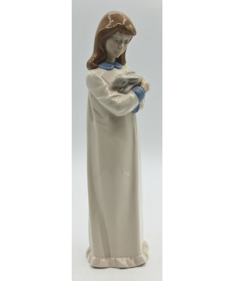 Lot of 2: Girl Holding Rabbit Figurine & Rabbit Paperweight | Please Read