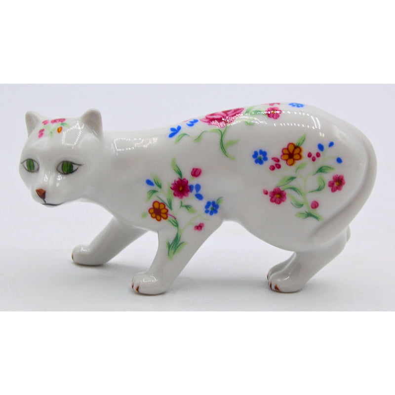Lot of 3: Franklin Mint Curio Cabinet Cats - Floral