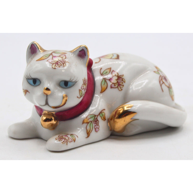 Lot of 3: Franklin Mint Curio Cabinet Cats - Floral