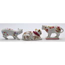 Lot of 3: Franklin Mint Curio Cabinet Cats - Floral
