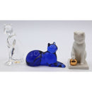 Lot of 3: Franklin Mint Curio Cabinet Cats - Clear, Blue, White