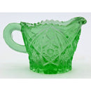 Lot of 3: Green Depression Glass Cream, Sugar, and Covered Dish