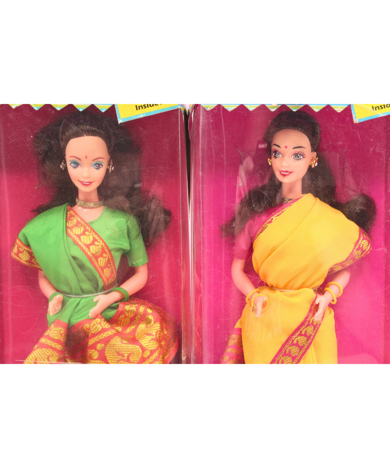 Barbie 9910 | Lot of 2: Barbie in India - Green & Yellow Sari