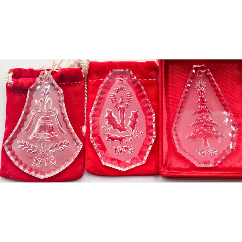 Lot of 3: Waterford 1978,1979 & 1980 Christmas Ornaments