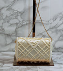 Hosimoto Purse: Cream Beaded Evening Clutch Shoulder Bag
