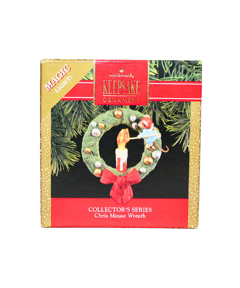 Hallmark Ornament: 1990 Chris Mouse Wreath  | QLX7296