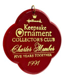Hallmark Ornament: 1991 Collector's Club Charter Member Exclusive "Five Years Together" | QXC3159