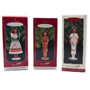 Set of 3 Dolls of the World Barbie Hallmark Ornaments | 1996-1998