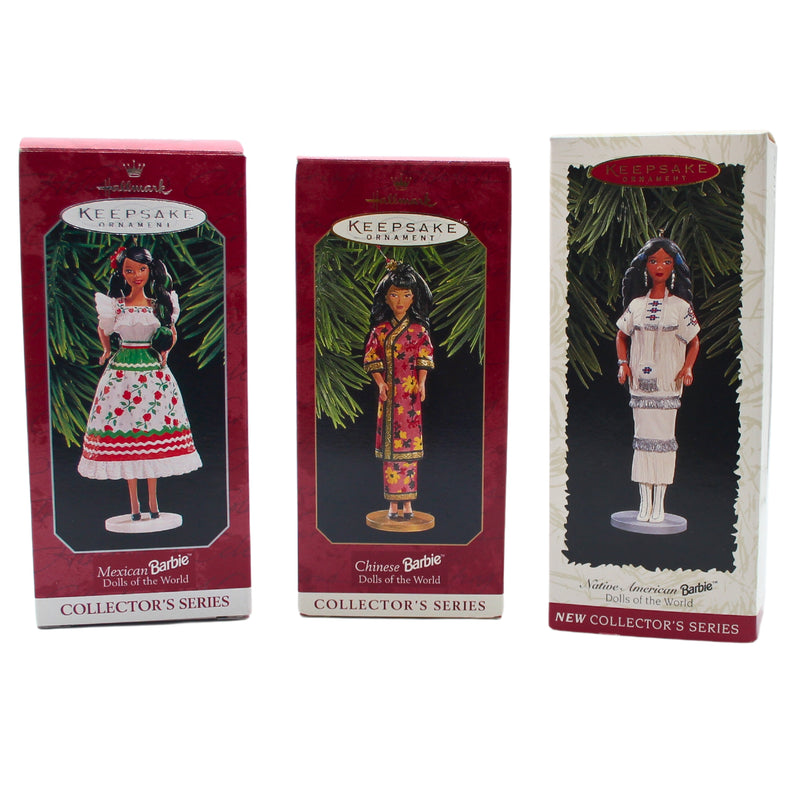 Set of 3 Dolls of the World Barbie Hallmark Ornaments | 1996-1998