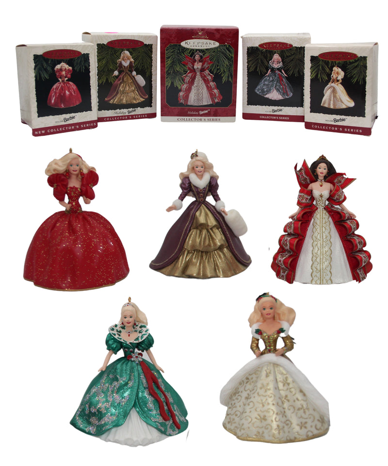 Set of 5 Holiday Barbie Hallmark Ornaments | 1993-1997