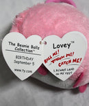 Ty Beanie Ballz (Plastic Key Clip) - Lovey the Pink Podle