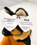 Ty Beanie Bellies - Ace the German Shepherd, Glitter Eyes