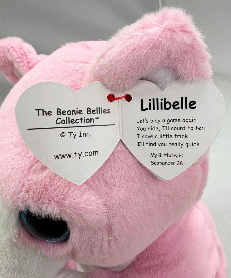 Ty Beanie Bellies - Lillibelle the Pink Cat, Medium (9")