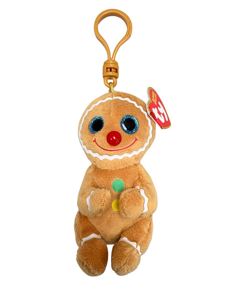 Ty Beanie Bellies (Key Clip) - Cookie the Gingerbread Man, Glitter Eyes, Christmas Holiday