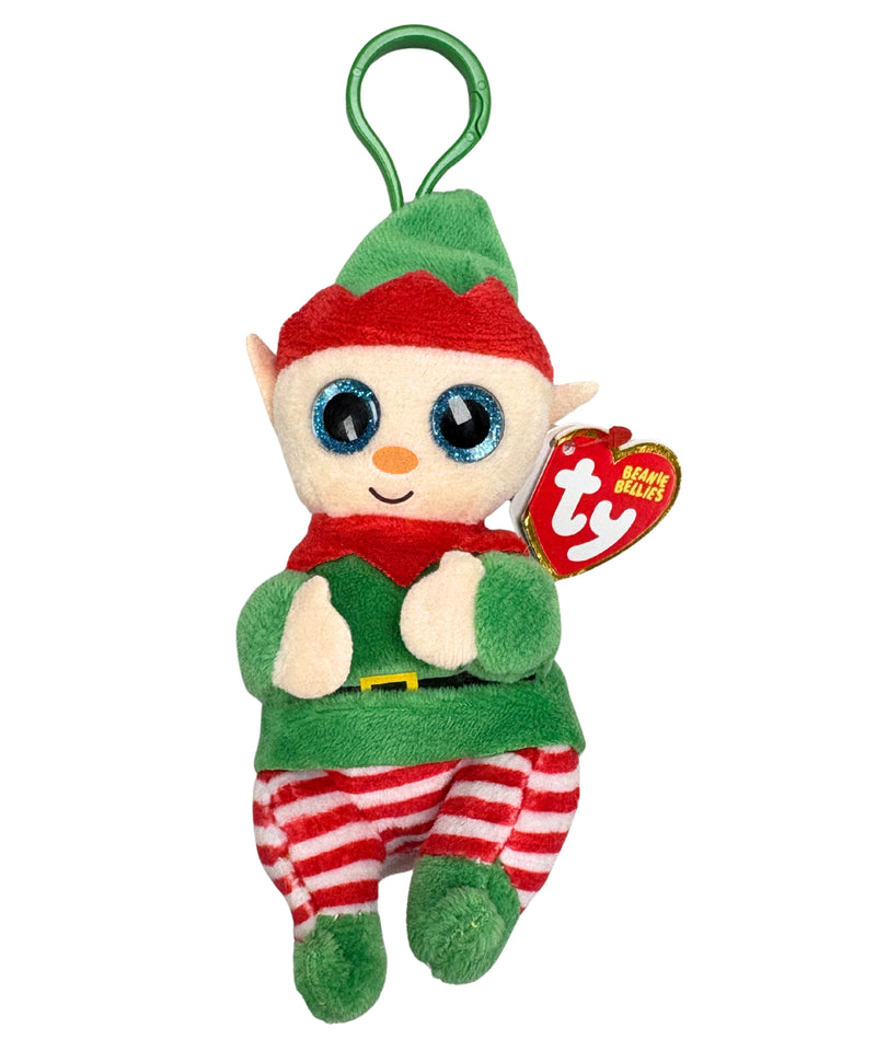 Ty Beanie Bellies (Key Clip) - Elfonzo the Elf, Glitter Eyes, Christmas Holiday