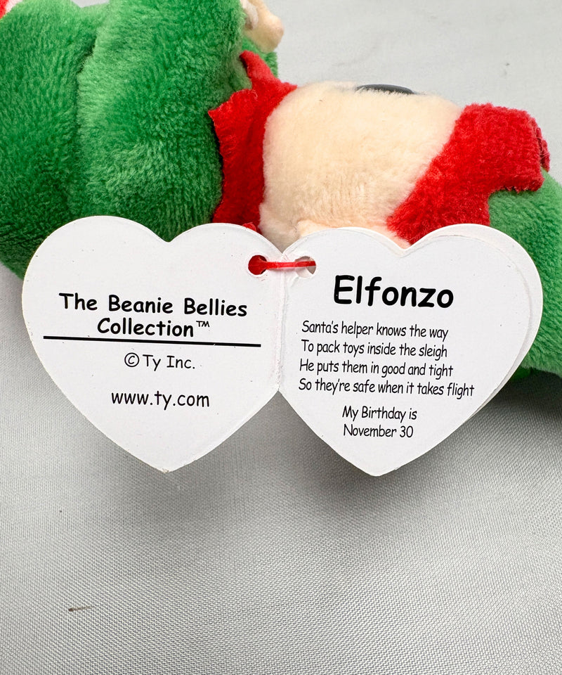 Ty Beanie Bellies (Key Clip) - Elfonzo the Elf, Glitter Eyes, Christmas Holiday