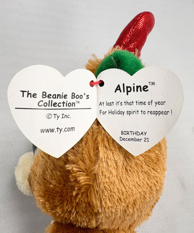 Ty Beanie Boos - Alpine(2013 redesign) the Reindeer, Glitter Eyes, Winter holidays, Christmas, 2013 redesign
