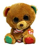 Ty Beanie Boos - Bella the Christmas Teddy Bear, Medium (8.5"), Glitter Eyes