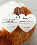 Ty Beanie Boos - Bongo the Gibbon Monkey, Medium (8"), Solid Eyes
