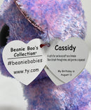 Ty Beanie Boos - Cassidy the Pink & Blue Cat, Glitter Eyes