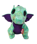 Ty Beanie Boos - Cinder the Green and Purple Dragon, Medium (9"), Glitter Eyes