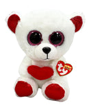 Ty Beanie Boos - Cuddly Bear the Teddy Bear, Medium, Glitter Eyes, Valentine's Day, Medium size