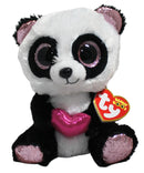 Ty Beanie Boos- Esme the Valentine's Day Panda, Glitter Eyes