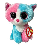 Ty Beanie Boos - Fiona the Pink and Blue Cat, (5"), Glitter Eyes, Justice Stores