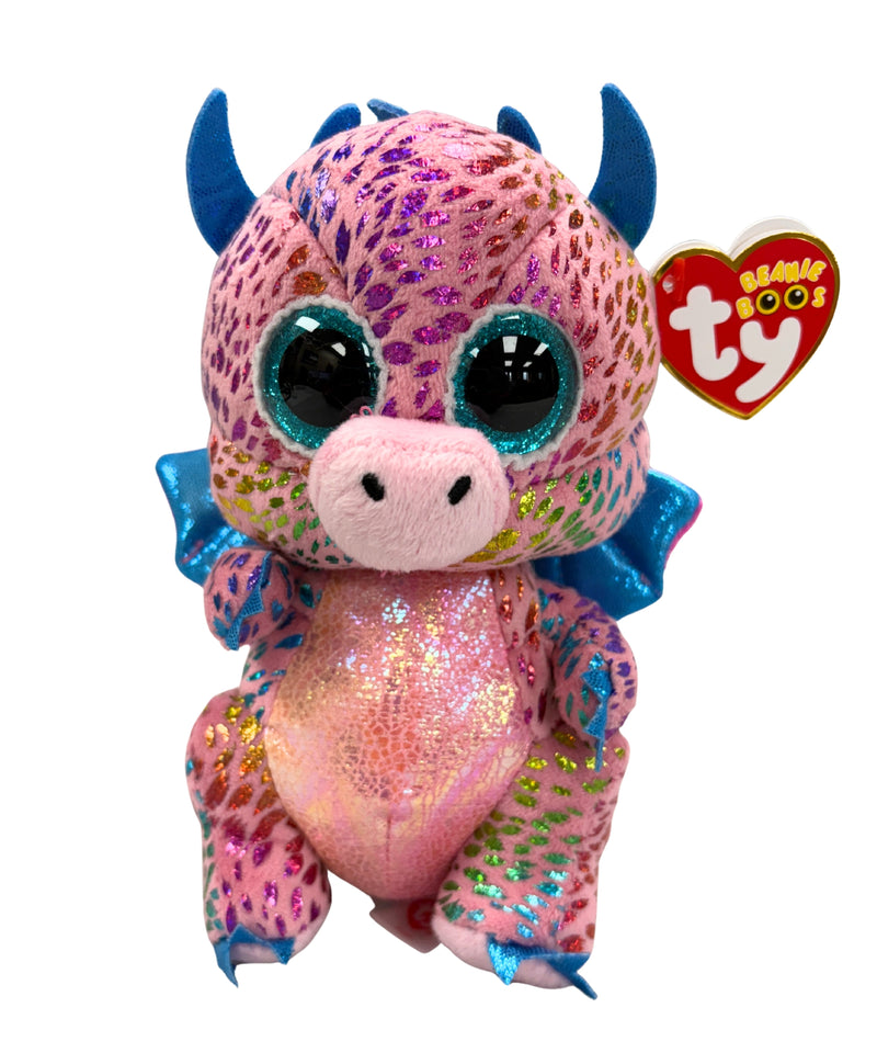 Ty Beanie Boos - Flint the Pink Dragon, Glitter Eyes