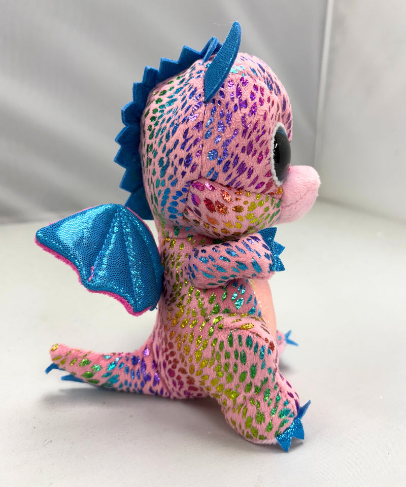 Ty Beanie Boos - Flint the Pink Dragon, Glitter Eyes