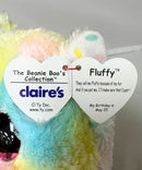 Ty Beanie Boos - Fluffy the Rainbow Cat, Medium (9"), Glitter Eyes, Claire's Exclusive