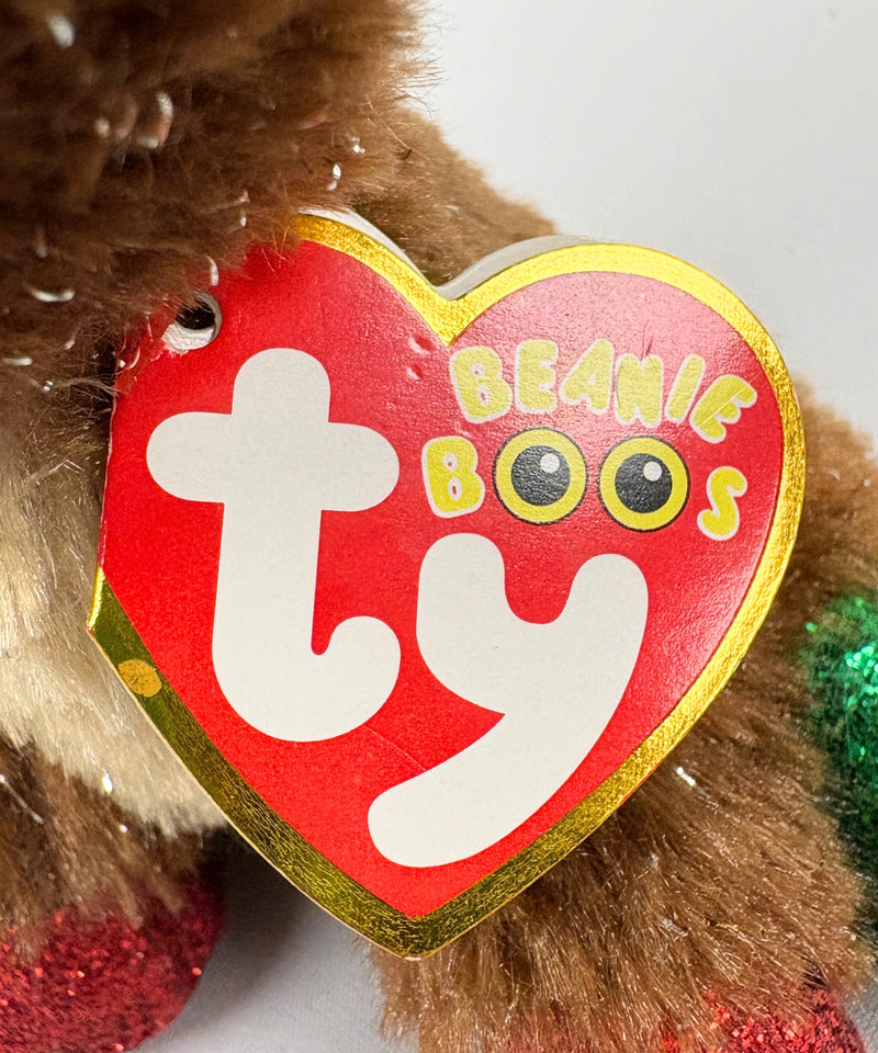 Ty Beanie Boos - Fudge the Reindeer, Glitter Eyes, Christmas