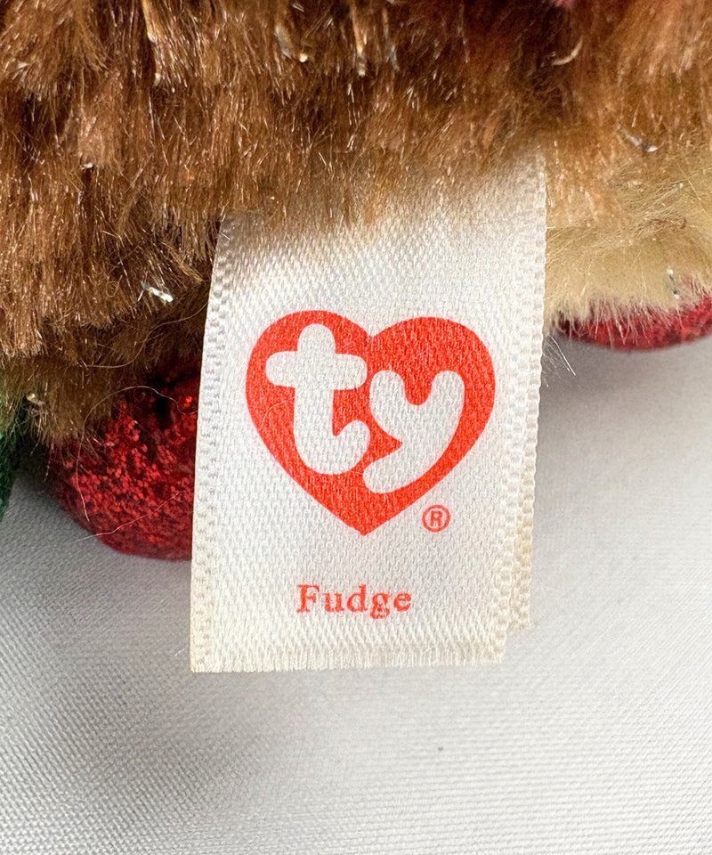 Ty Beanie Boos - Fudge the Reindeer, Glitter Eyes, Christmas