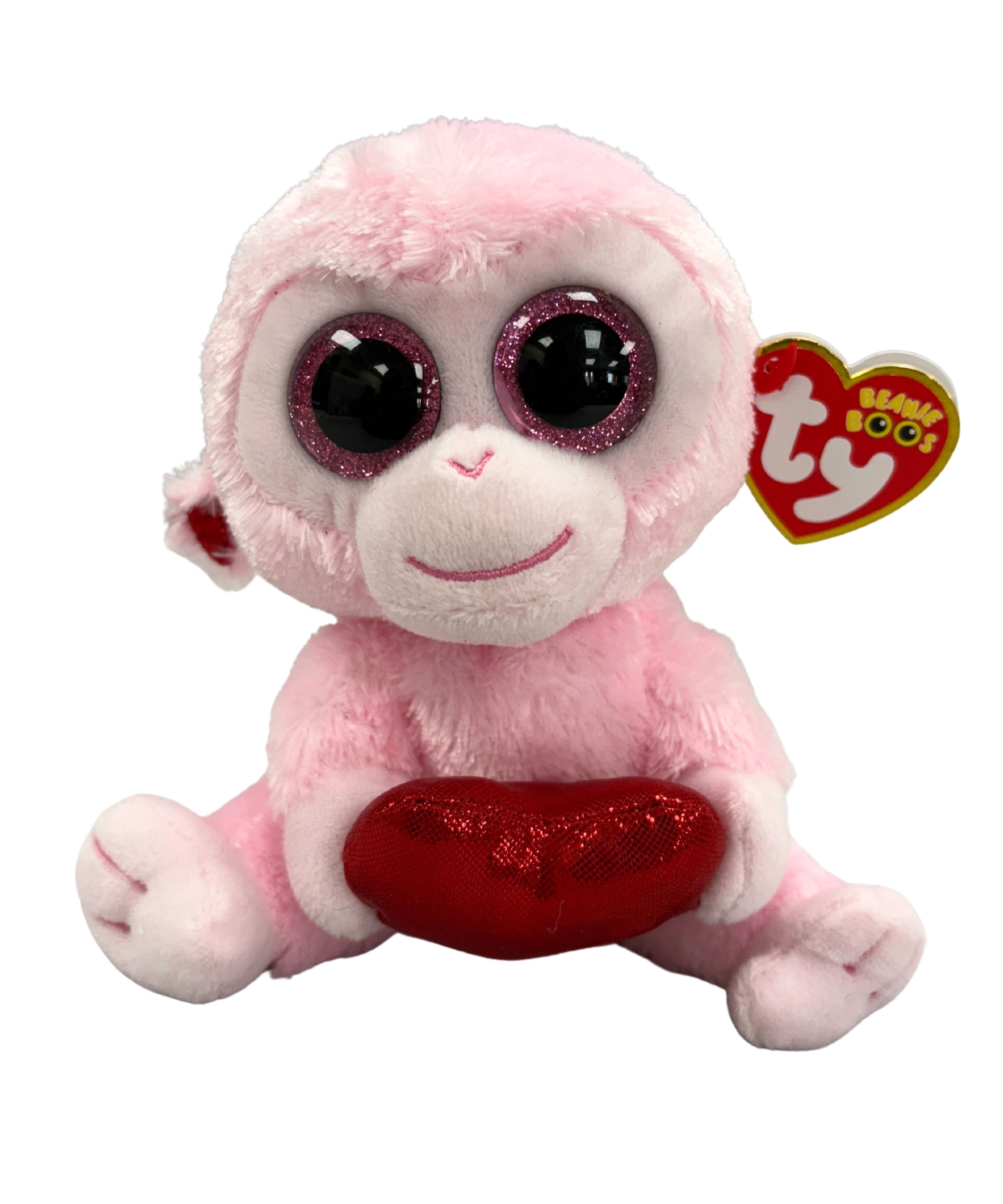 Boo Jeeer Ty Beanie Boos - Gigi the Valentine's Monkey, Glitter Eyes