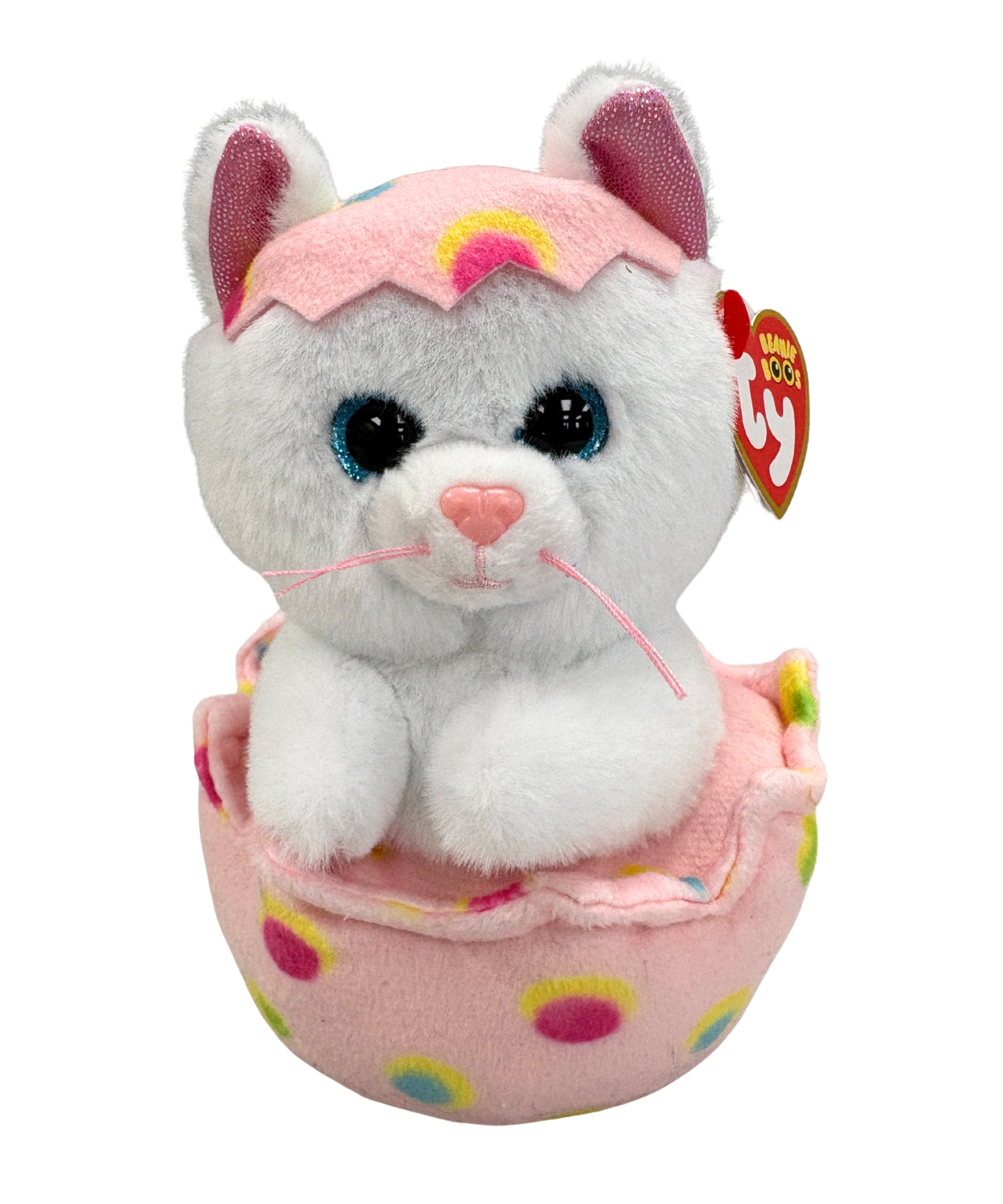 Boo Jeeer Ty Beanie Boos - Giggles the Cat in Egg, Glitter Eyes