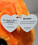 Ty Beanie Boos -  Grinner the Orange Trick or Treater Ghost, Medium (9.25"), Glitter Eyes