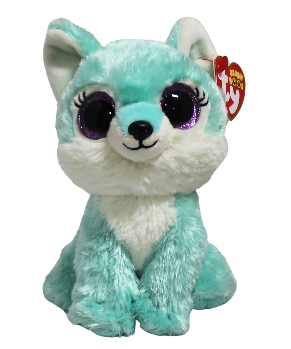 Ty Beanie Boos- Jade the Turqouise Wolf, Glitter Eyes, Great Wolf Lodg