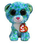 Ty Beanie Boos- Leona the Blue and Green Leopard, Glitter Eyes
