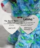 Ty Beanie Boos- Leona the Blue and Green Leopard, Glitter Eyes