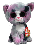 Ty Beanie Boos- Lindi the Gray Tie-Dye Cat, Glitter Eyes