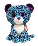 Ty Beanie Boos - Lizzie the Blue Leopard, Large (16"), Glitter Eyes, Claire's Exclusive